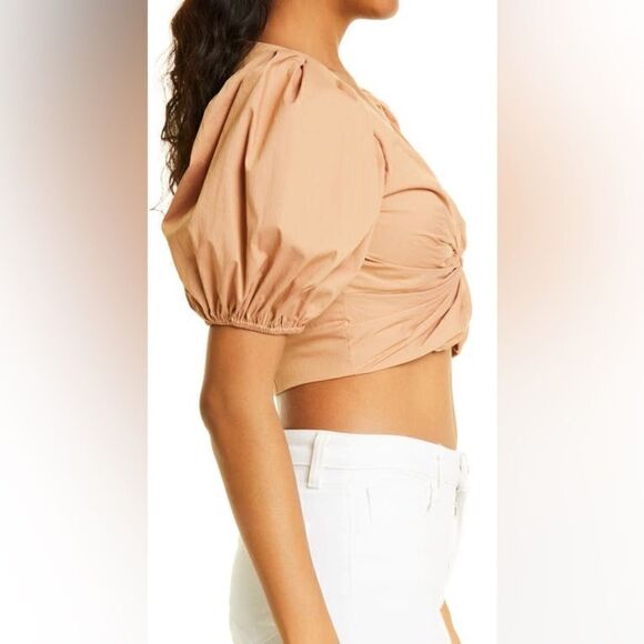 Cinq a Sept Vada Puff Sleeve Poplin Crop Top in Sahara Size L NWT $ 295.00 - Picture 4 of 8
